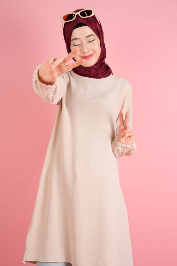 Ayrobin Tunik Jenna Basic Armalı Tunik Krem - 1